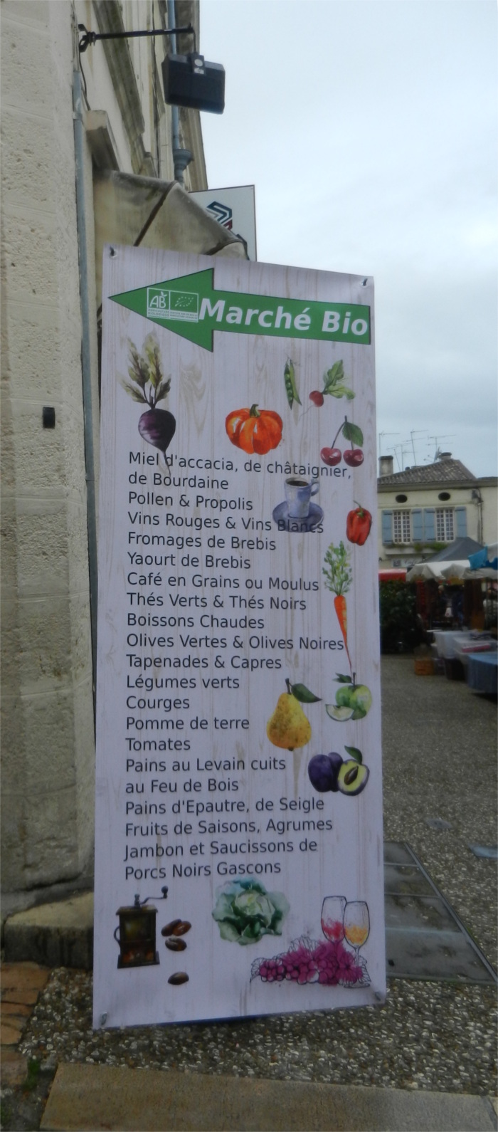 nouveau panneau du marché bio